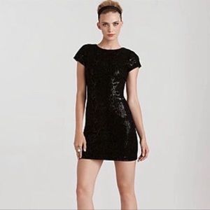 Alice + Olivia Snakeskin Sequin Black Mini Dress